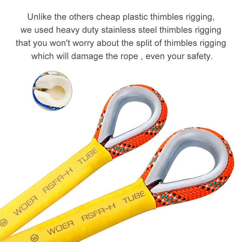 X XBEN Outdoor Climbing Rope 30M (96ft) Rock Climbing Rope, Escape Rope Climbing Equipment Fire Rescue Parachute Rope (96 Foot) - Orange - Image 4